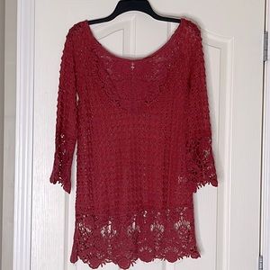 Red crocheted tunic